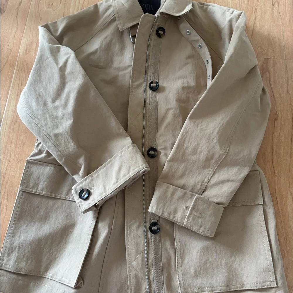 Zara Beige Trench Coat - Picture 1 of 9